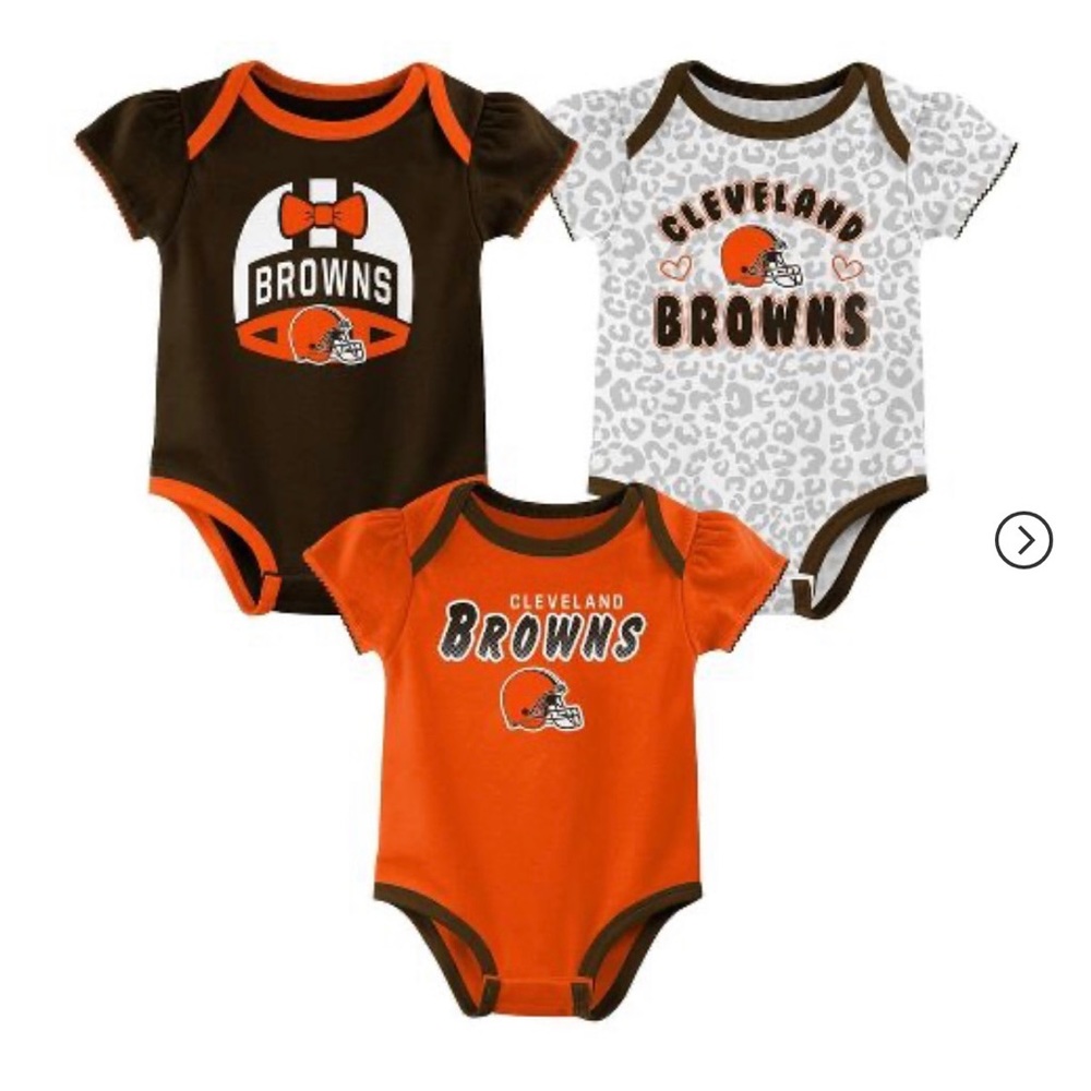 Set of 3 Cleveland Browns onesies for a baby girl